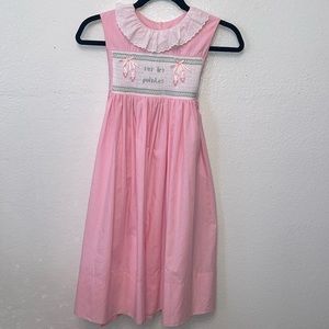 Little girls handmade smocked dress/ pink&white gingham  sleeveless. Cotton